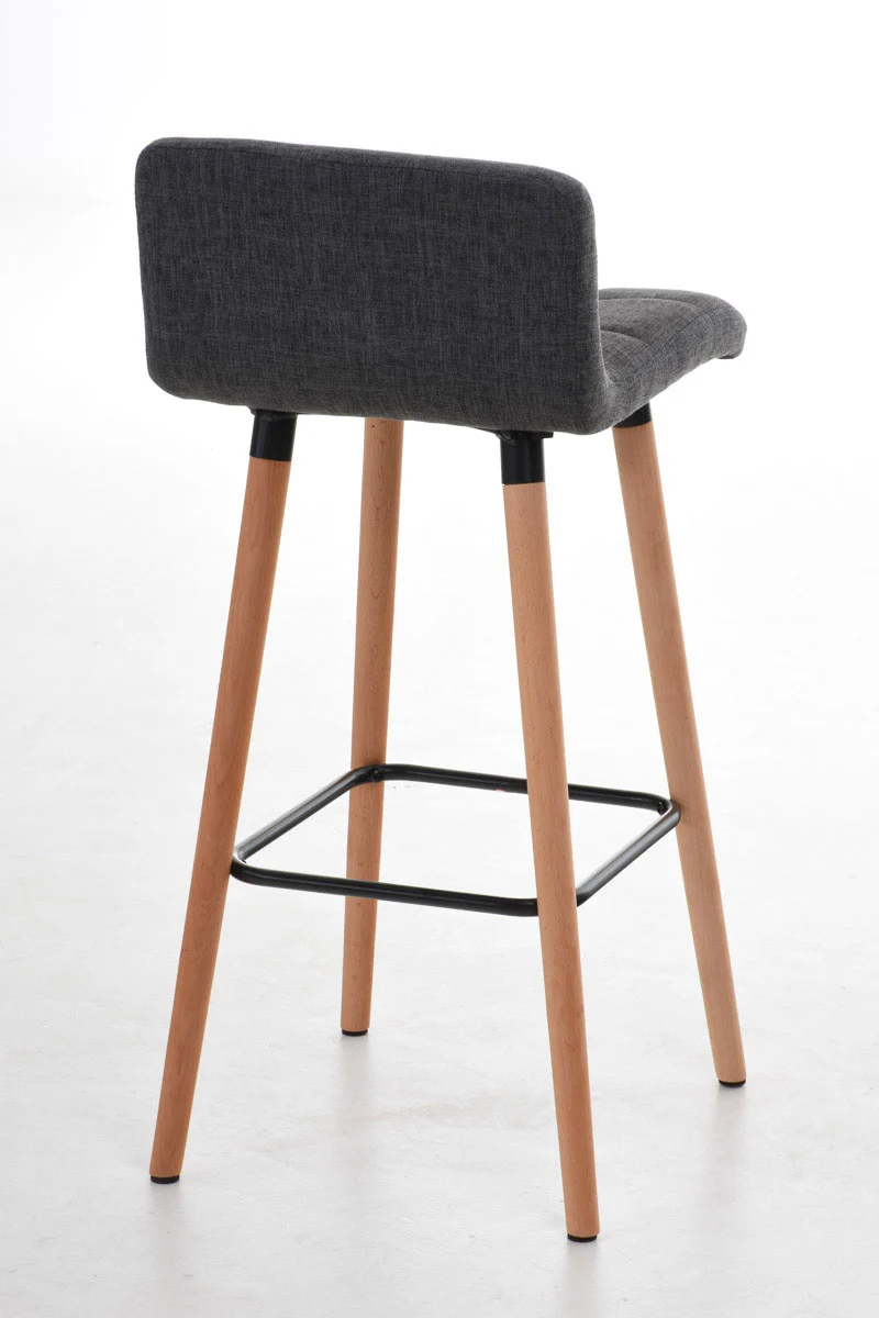 Lot de deux tabourets de bar avec repose-pieds en tissu gris clair design scandinave 10_0004322