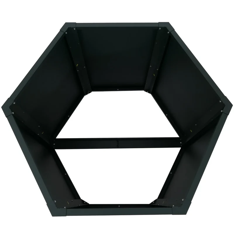 Lot de 3 bacs potagers surélevés 2 hexagonaux + 1 rectangulaire 1260 litres 77 x 286 x 88 cm acier galvanisé thermolaqué vert 04_0008896