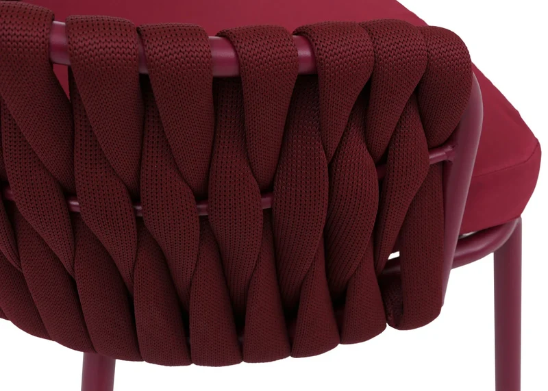 Lot de 2 fauteuils de jardin en aluminium et corde tressée avec coussins déperlants bordeaux 04_0008730
