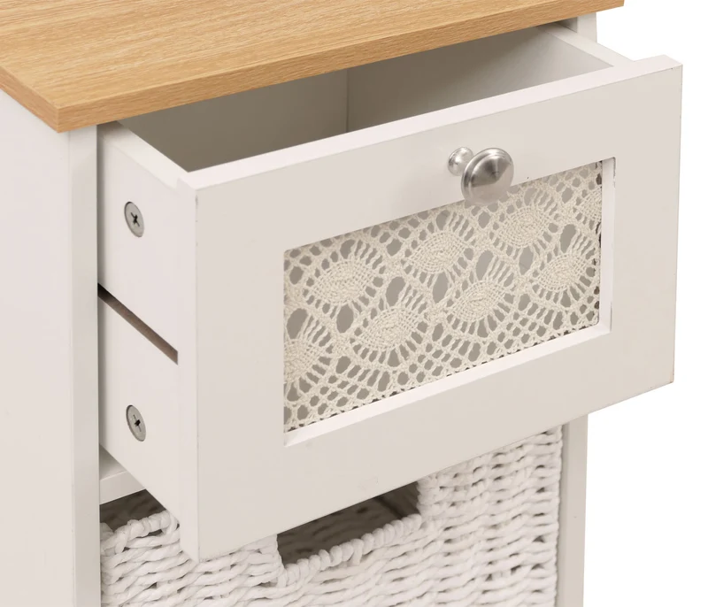 Commode en bois pratique avec trois tiroirs pour rangement optimal 63 x 30 x 30 cm en MDF blanc 04_0009111