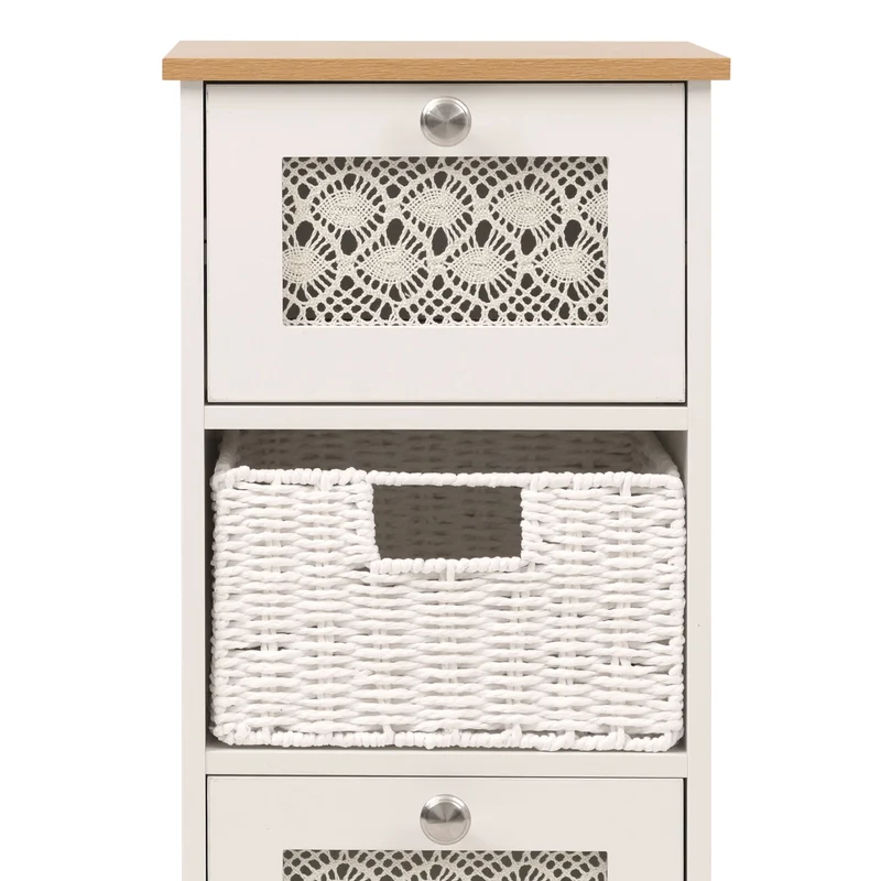 Commode en bois pratique avec trois tiroirs pour rangement optimal 63 x 30 x 30 cm en MDF blanc 04_0009111