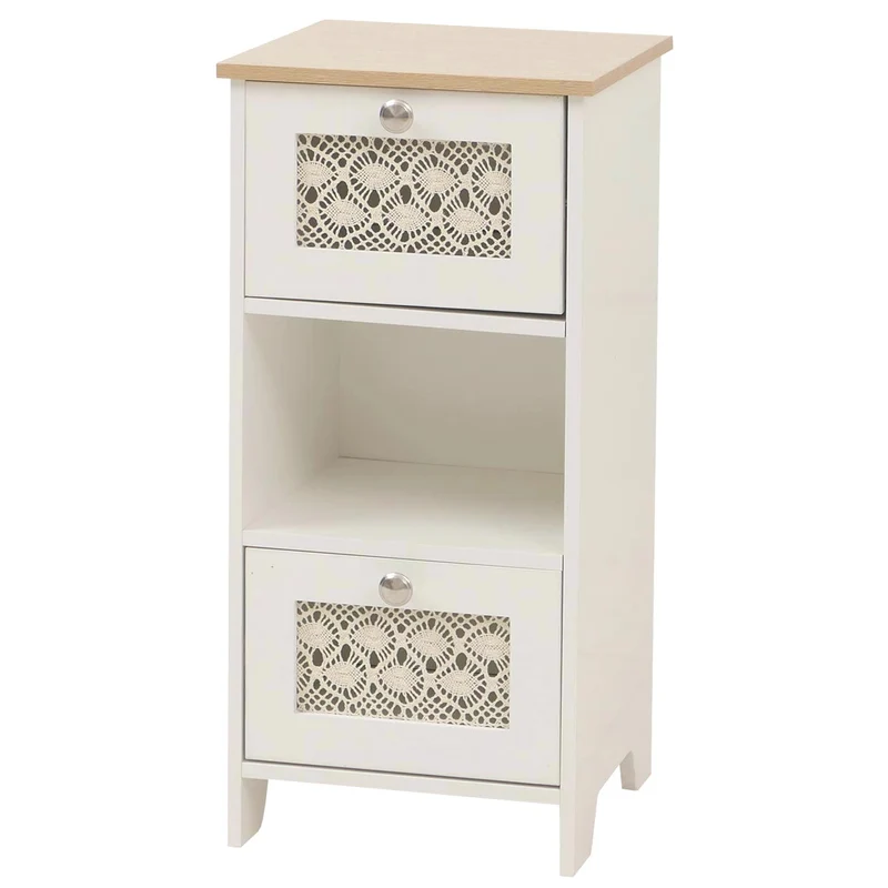 Commode en bois pratique avec trois tiroirs pour rangement optimal 63 x 30 x 30 cm en MDF blanc 04_0009111