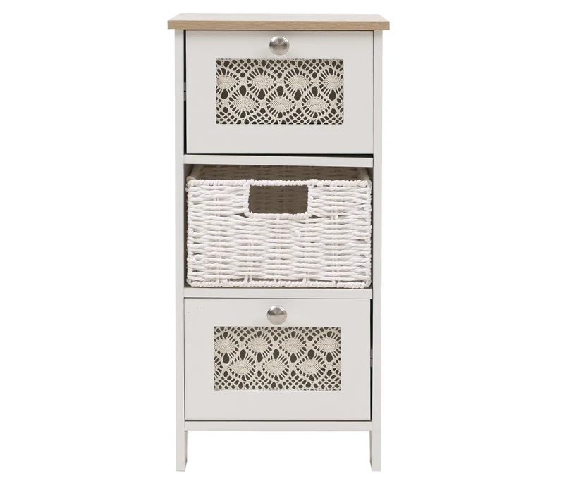 Commode en bois pratique avec trois tiroirs pour rangement optimal 63 x 30 x 30 cm en MDF blanc 04_0009111