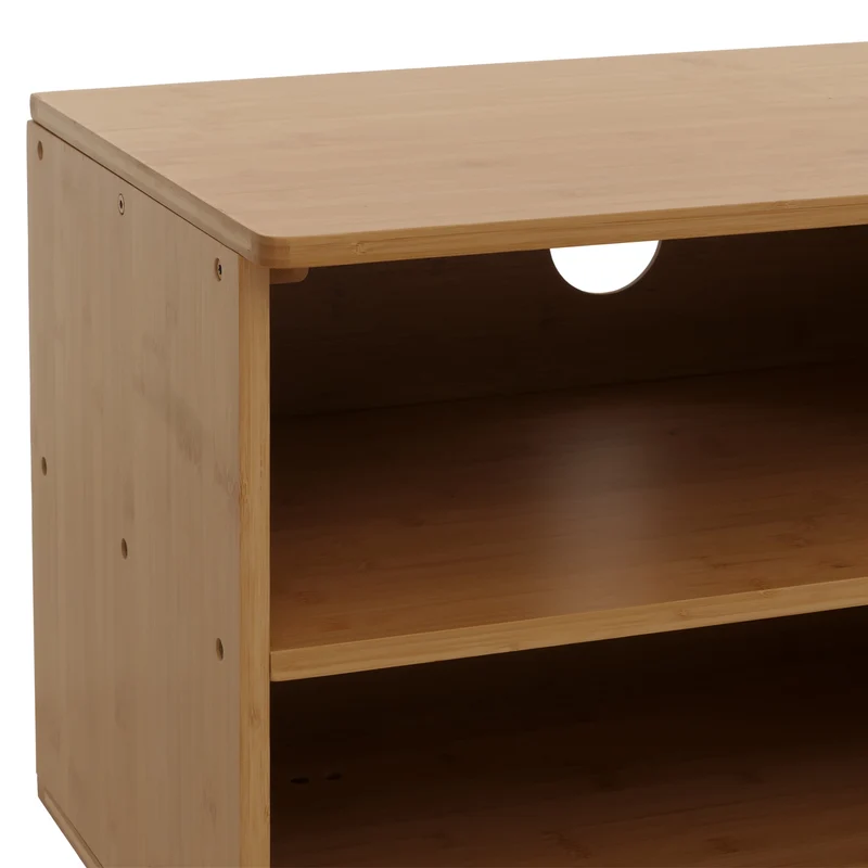 Meuble TV avec trois espaces de rangement 50 x 140 x 40 cm ambiance cosy design en bambou naturel 04_0009768