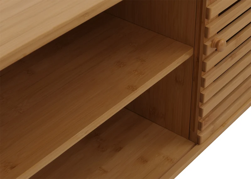Meuble TV avec trois espaces de rangement 50 x 140 x 40 cm ambiance cosy design en bambou naturel 04_0009768