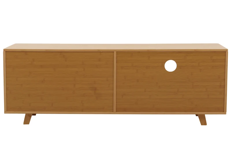 Meuble TV avec trois espaces de rangement 50 x 140 x 40 cm ambiance cosy design en bambou naturel 04_0009768