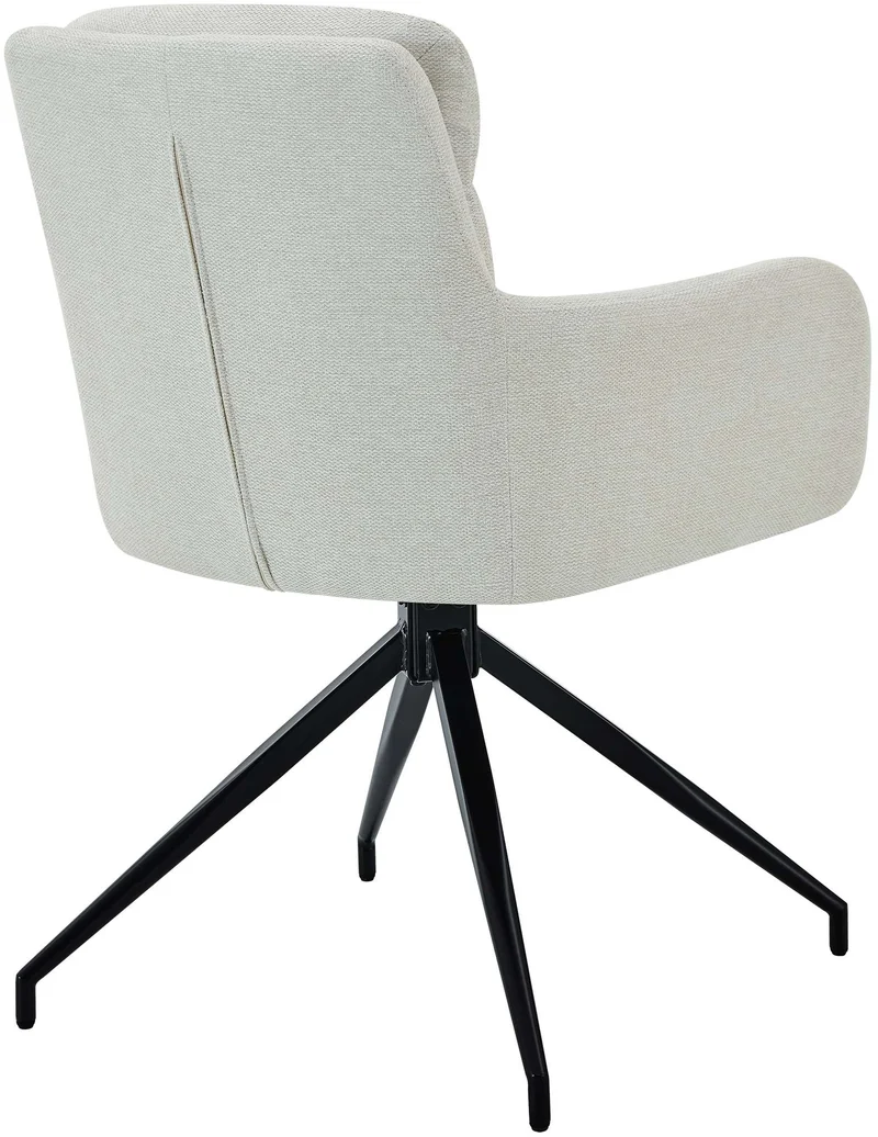 Lot de 2 chaises de salle à manger avec accoudoirs assise fonction pivotante en tissu crème 10_0007635