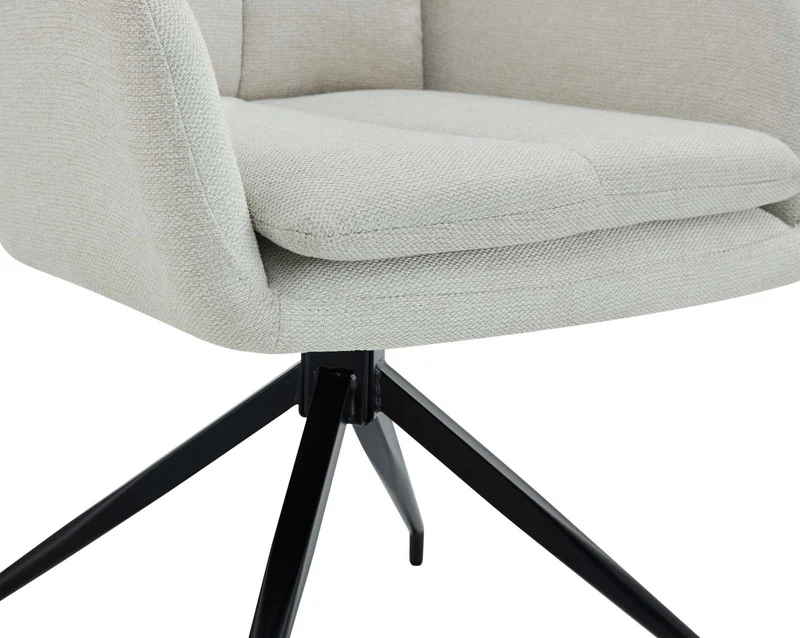 Lot de 2 chaises de salle à manger avec accoudoirs assise fonction pivotante en tissu crème 10_0007635