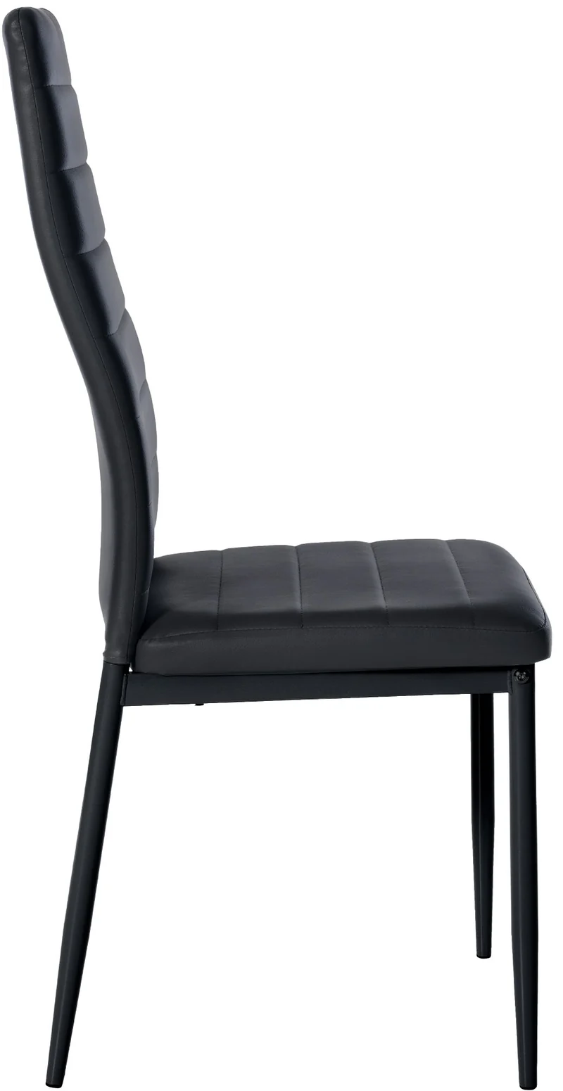 Lot de 6 chaises de salle à manger design simple en synthétique noir avec couture cadre en métal noir CDS10296