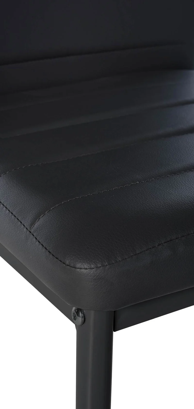 Lot de 6 chaises de salle à manger design simple en synthétique noir avec couture cadre en métal noir CDS10296