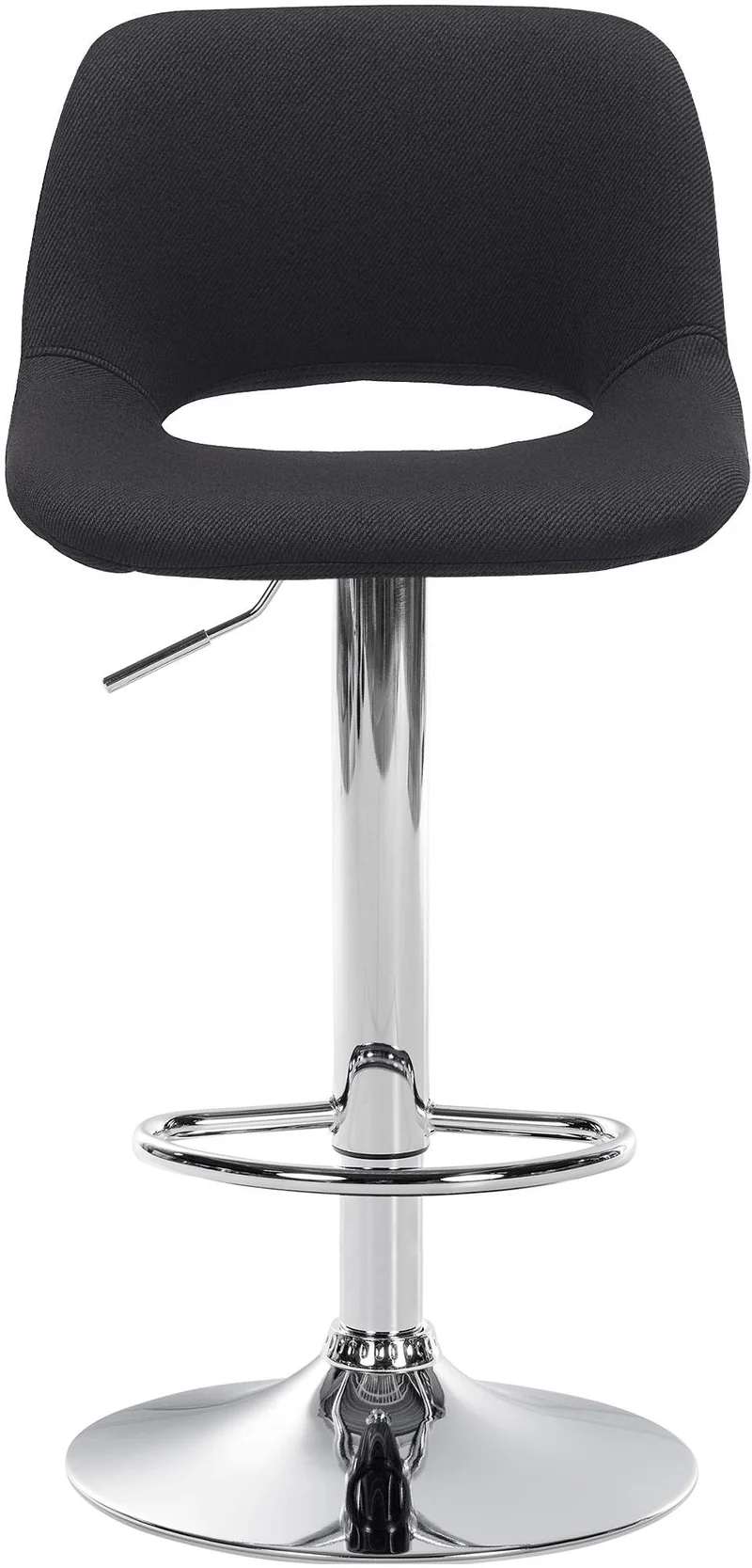 Tabourets de bar chaises haute x2 avec repose-pieds en tissu noir piètement métallique chromé 10_0004095
