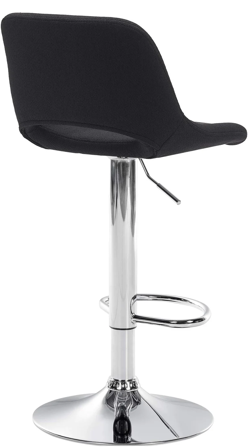 Tabourets de bar chaises haute x2 avec repose-pieds en tissu noir piètement métallique chromé 10_0004095