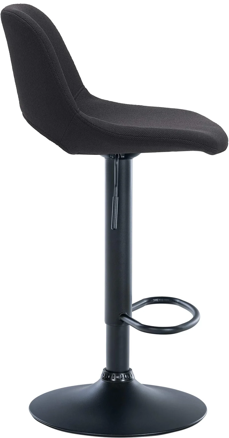 Tabouret de bar chaise haute x1 avec repose-pieds en tissu noir piètement métallique noir 10_0004616