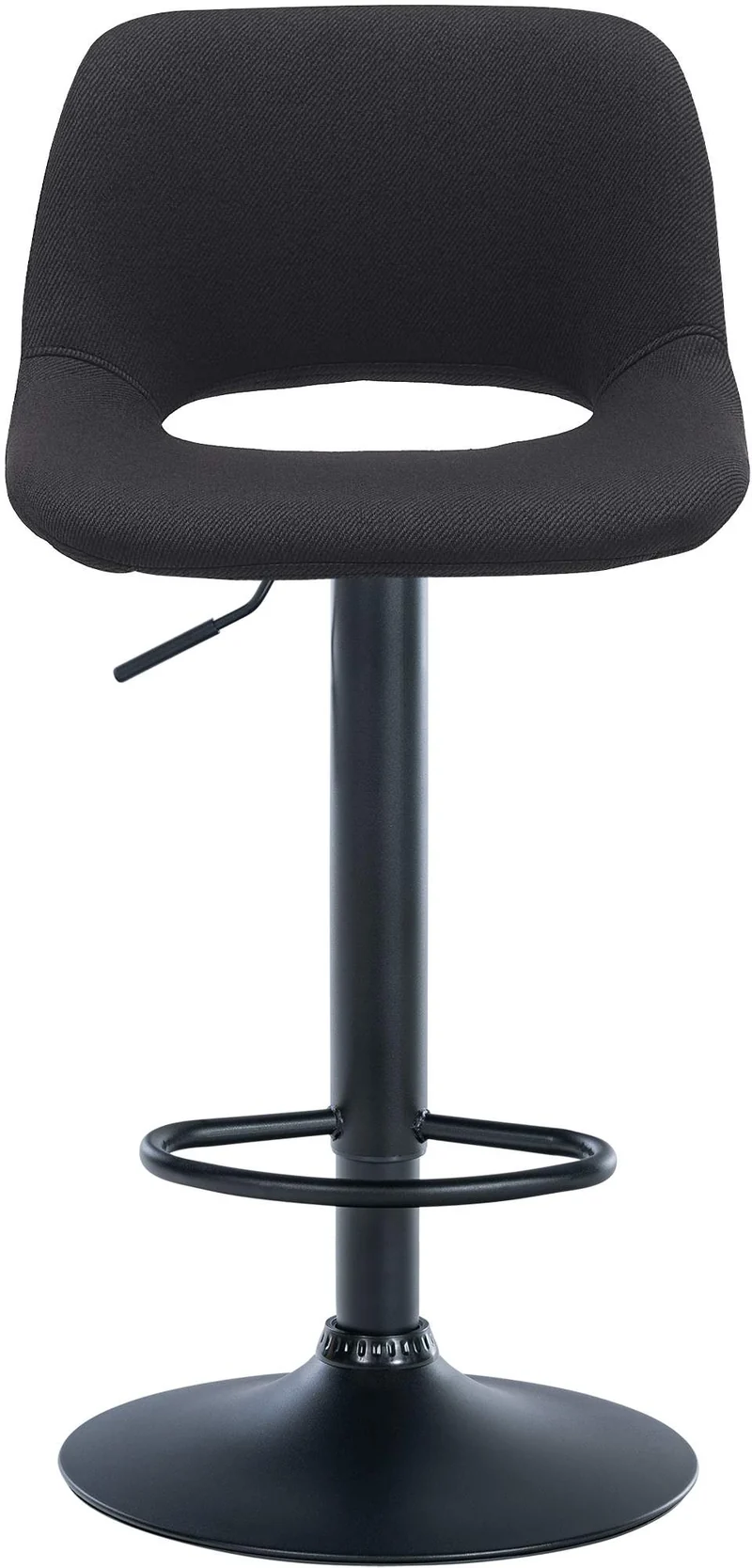 Tabouret de bar chaise haute x1 avec repose-pieds en tissu noir piètement métallique noir 10_0004616