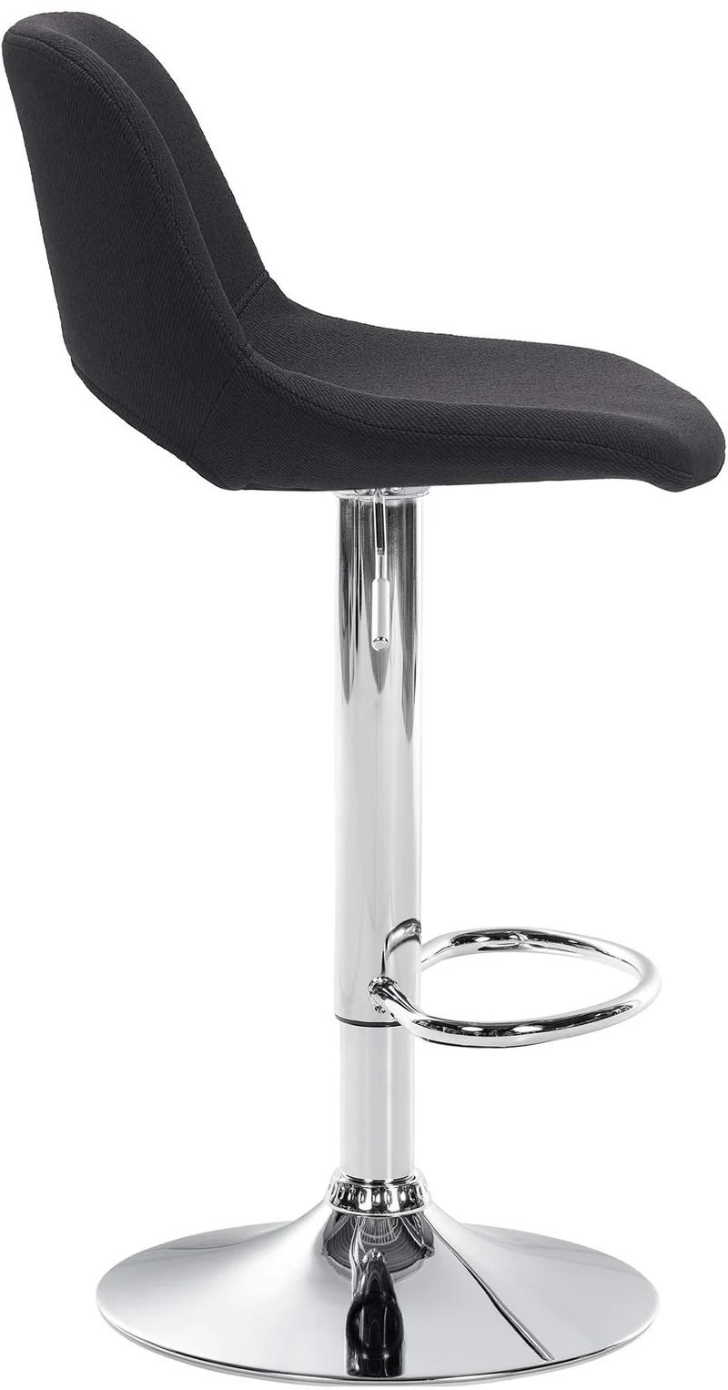 Tabouret de bar chaise haute x1 avec repose-pieds en tissu noir piètement métallique chromé 10_0004613