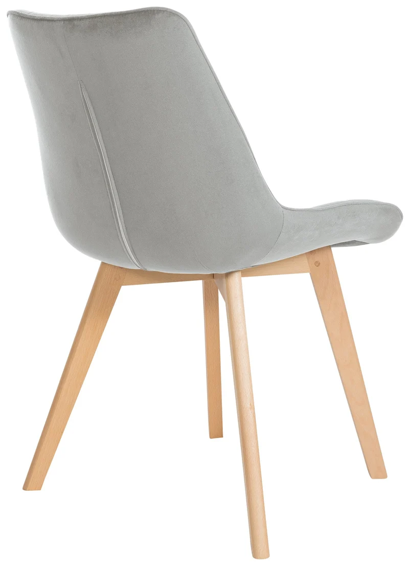 Lot de 2 chaises de salle à manger design scandinave coutures carrées en velours gris pieds en bois clair 10_0001681
