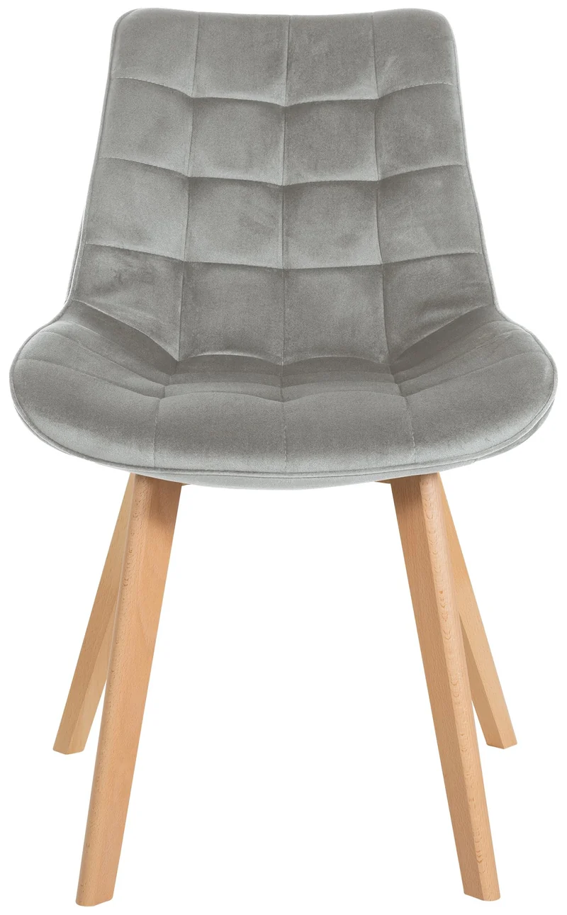 Lot de 2 chaises de salle à manger design scandinave coutures carrées en velours gris pieds en bois clair 10_0001681