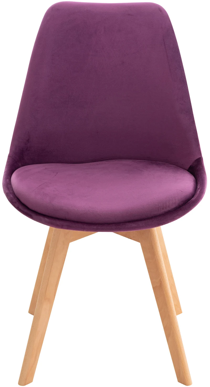 Chaise de salle à manger x1 design scandinave en velours violet et pieds en bois clair 10_0002284
