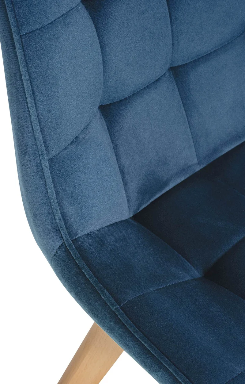 Lot de 2 chaises de salle à manger design scandinave coutures carrées en velours bleu pieds en bois clair 10_0001678