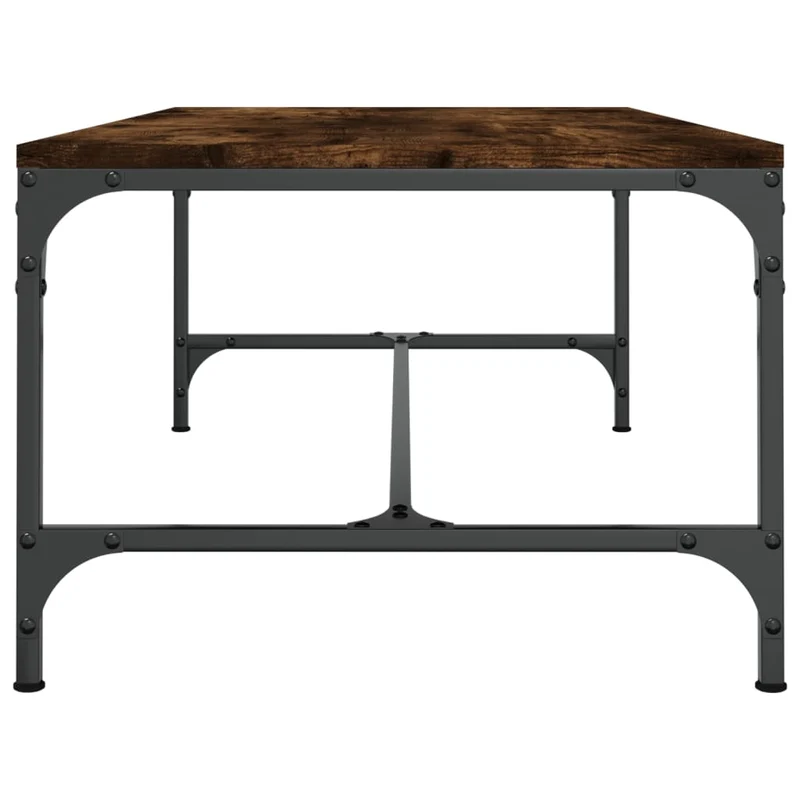 Table basse design industriel 100 x 50 x 35 cm bois d'ingénierie marron et métal DEC038317
