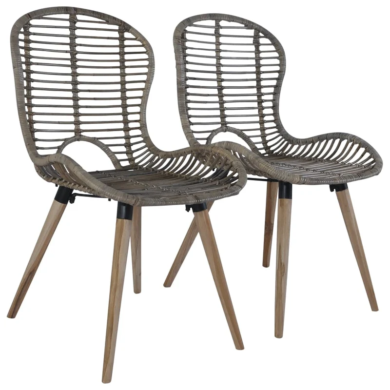 Lot de 4 chaises de salle à manger cuisine marron Rotin naturel CDS021697