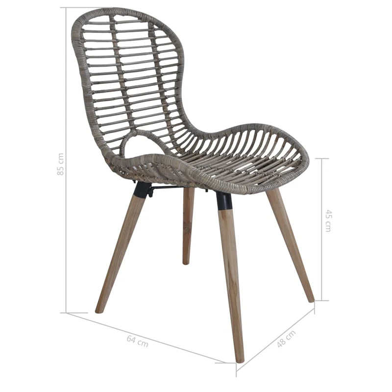 Lot de 4 chaises de salle à manger cuisine marron Rotin naturel CDS021697