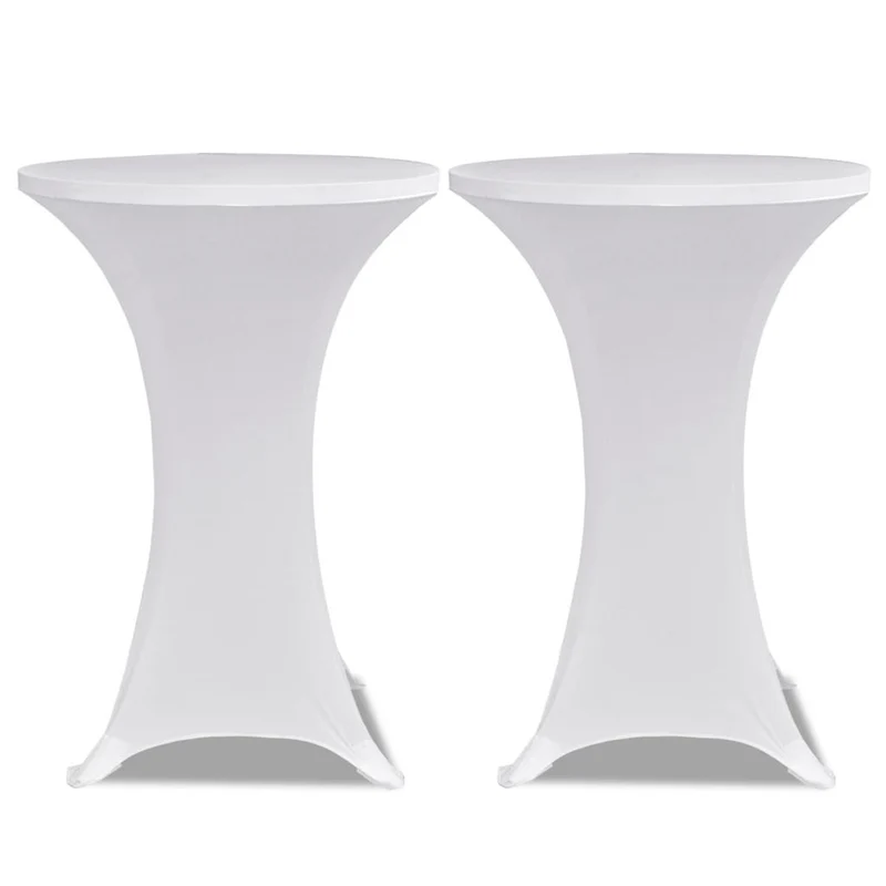 Housses élastiques de table Ø 80 cm Blanc 2 pièces DEC022494