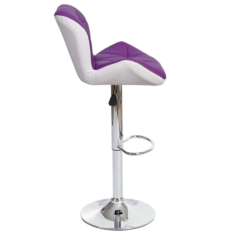 Tabouret de bar chaise de comptoir hauteur réglable en synthétique violet cadre en acier chromé 04_0001232