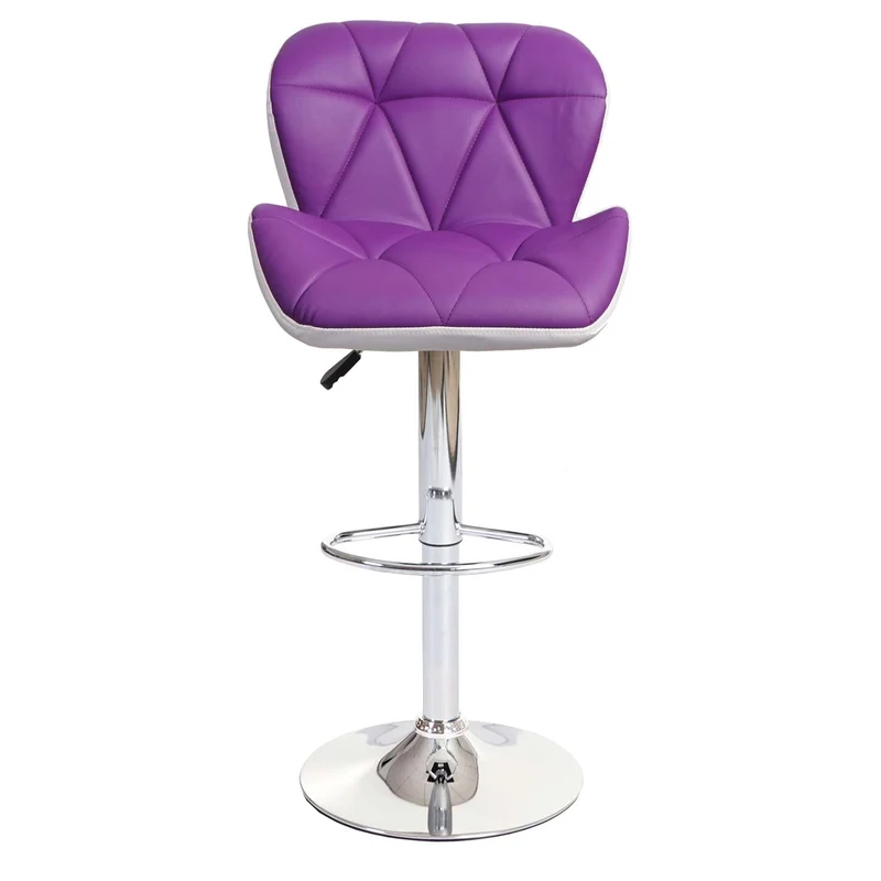 Tabouret de bar chaise de comptoir hauteur réglable en synthétique violet cadre en acier chromé 04_0001232