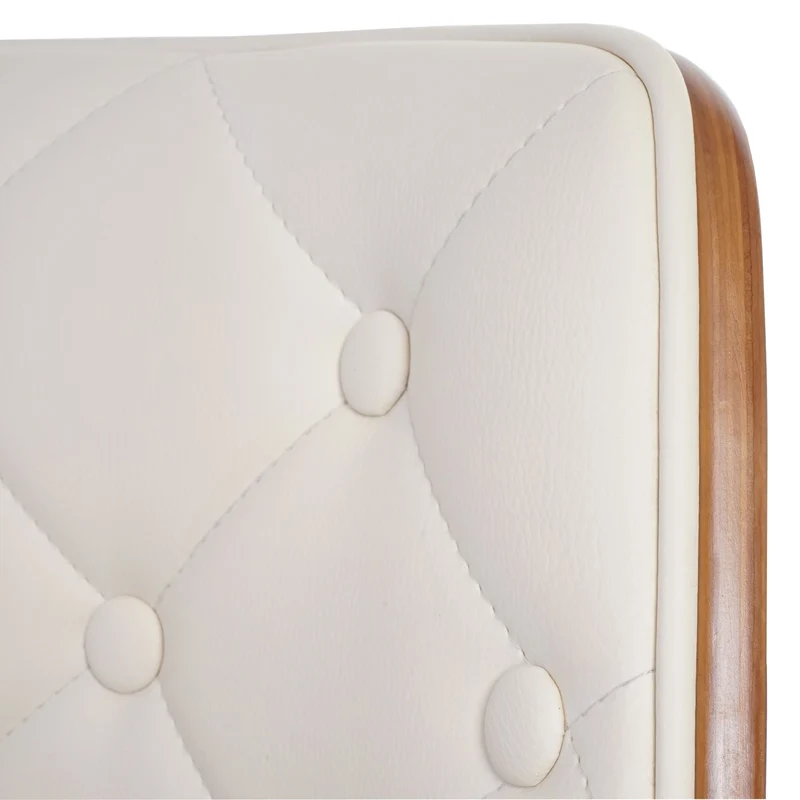 Chaise à manger visiteur bureau capitonné aspect noyer courbé en synthétique crème 04_0002199