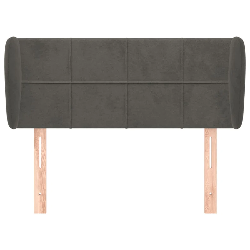 Tête de lit accessoire couchage chambre à coucher meuble avec rebord latéral 103 x 23 x 78/88 cm tissu velours gris foncé TDL0205027