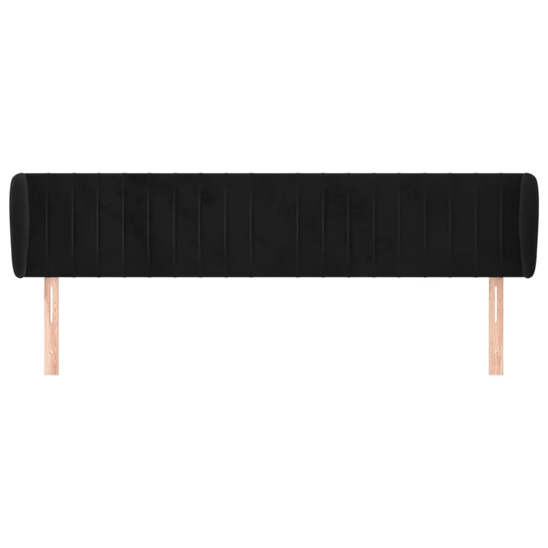 Tête de lit accessoire couchage chambre à coucher meuble avec rebord latéral 203 x 23 x 78/88 cm Tissu velours noir TDL0204472