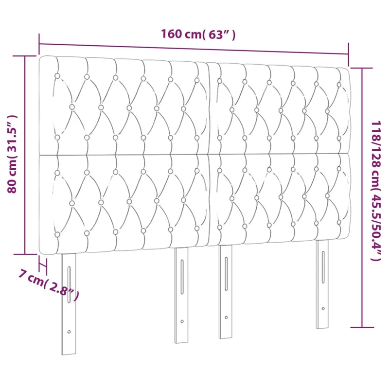 Tête de lit accessoire couchage chambre à coucher meuble capitonné 4 parties 80 x 7 x 78/88 cm tissu gris foncé TDL0206003