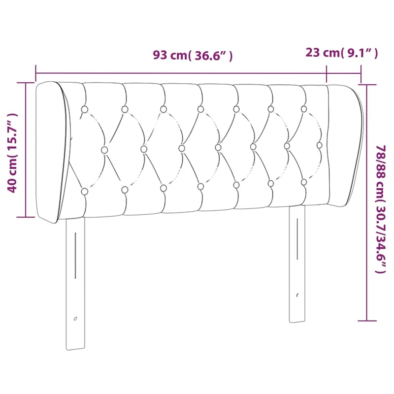 Tête de lit accessoire couchage chambre à coucher meuble capitonné avec rebord latéral 93 x 23 x 78/88 cm tissu gris clair TDL0205083