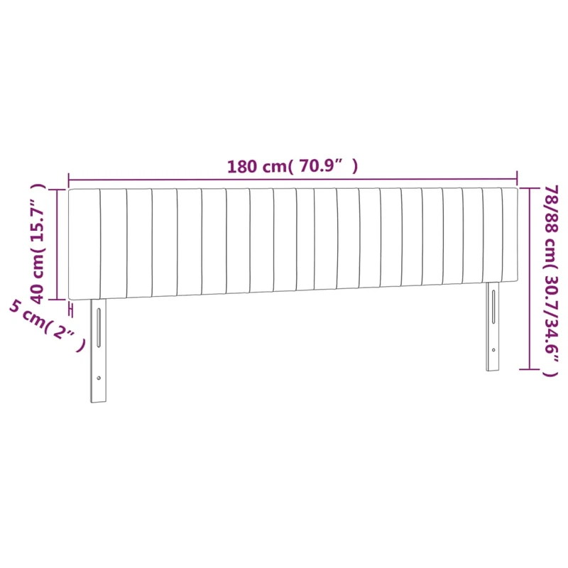Tête de lit accessoire couchage chambre à coucher meuble 2 parties 90 x 5 x 78/88 cm tissu gris clair TDL0206407