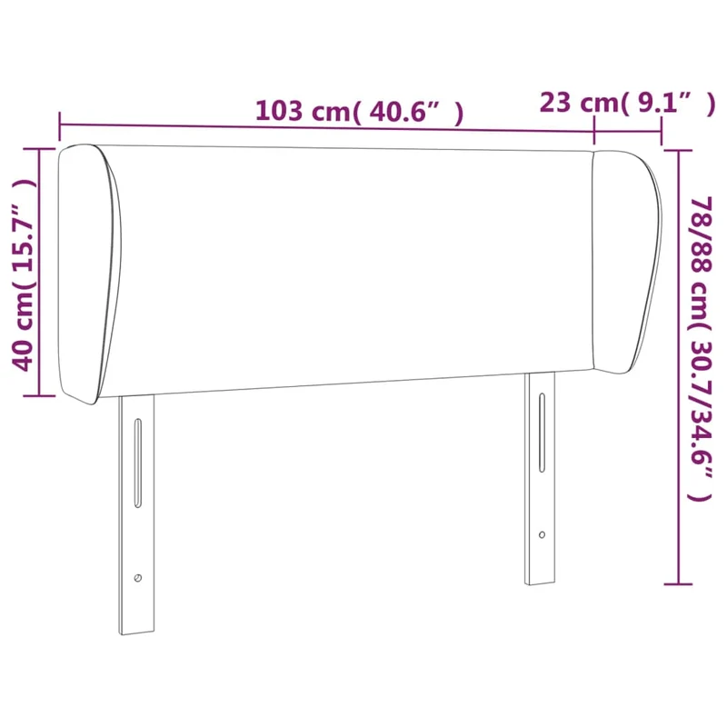 Tête de lit accessoire couchage chambre à coucher meuble avec rebord latéral 103 x 23 x 78/88 cm synthétique noir TDL0204598