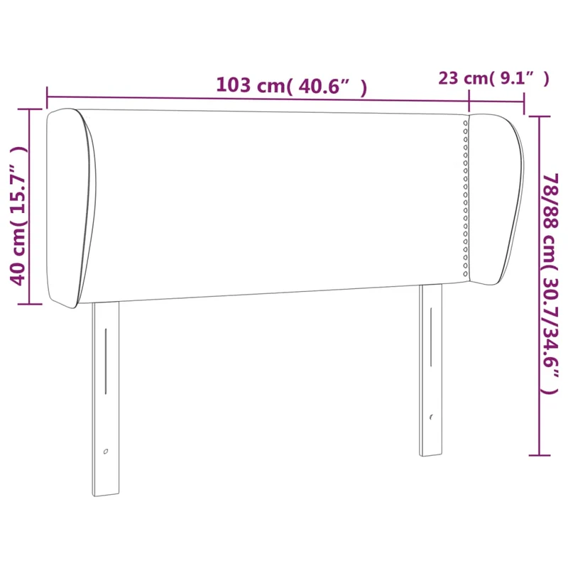 Tête de lit accessoire couchage chambre à coucher meuble avec rebord latéral 103 x 23 x 78/88 cm synthétique noir TDL0204596