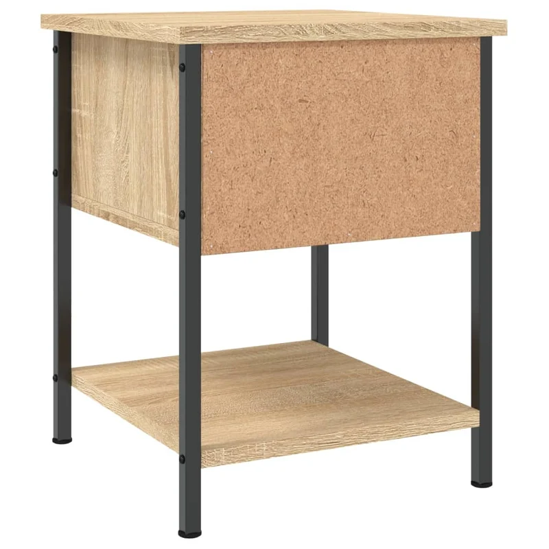 Table de chevet avec tiroir et étagère 34 x 35,5 x 45 cm bois d'ingénierie couleur chêne et fer DEC033803