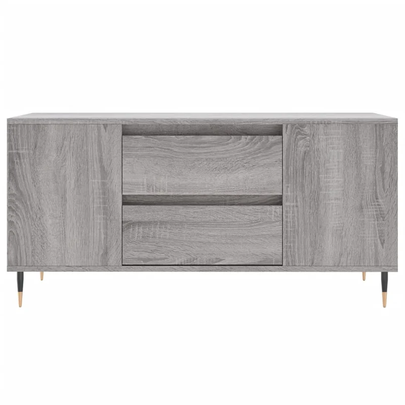 Table basse avec 2 tiroirs et 4 compartiments 102 x 44,5 x 50 cm bois d'ingénierie gris et métal DEC039972