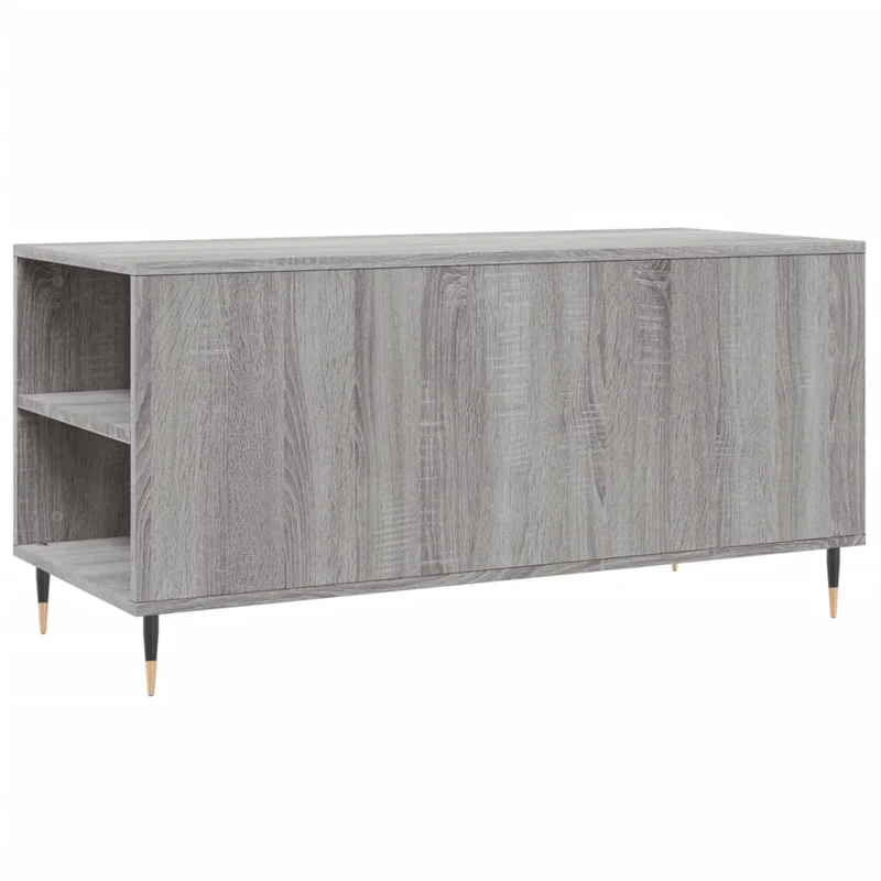 Table basse avec 2 tiroirs et 4 compartiments 102 x 44,5 x 50 cm bois d'ingénierie gris et métal DEC039972