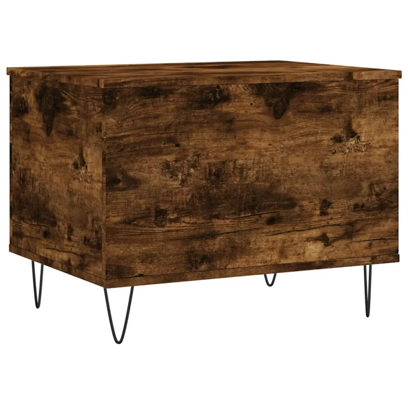 Table basse rectangulaire relevable avec rangement – finition chêne fumé marron et métal – style industriel DEC038441