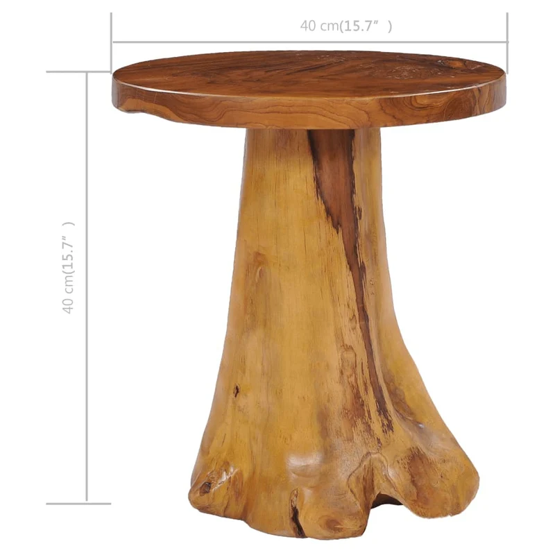 Table d'appoint ronde en racine de teck massif – pièce artisanale unique – bois naturel DEC037051