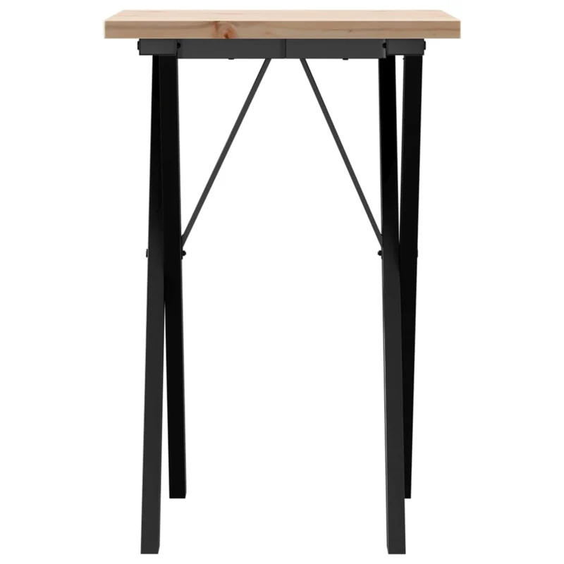Table d'appoint design industriel structure en forme de X 50 x 50 x 75,5 cm bois de pin massif et acier DEC036811