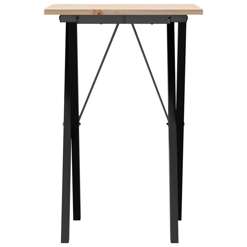 Table d'appoint design industriel cadre en X 50 x 50 x 75 cm bois de pin massif et acier DEC036810