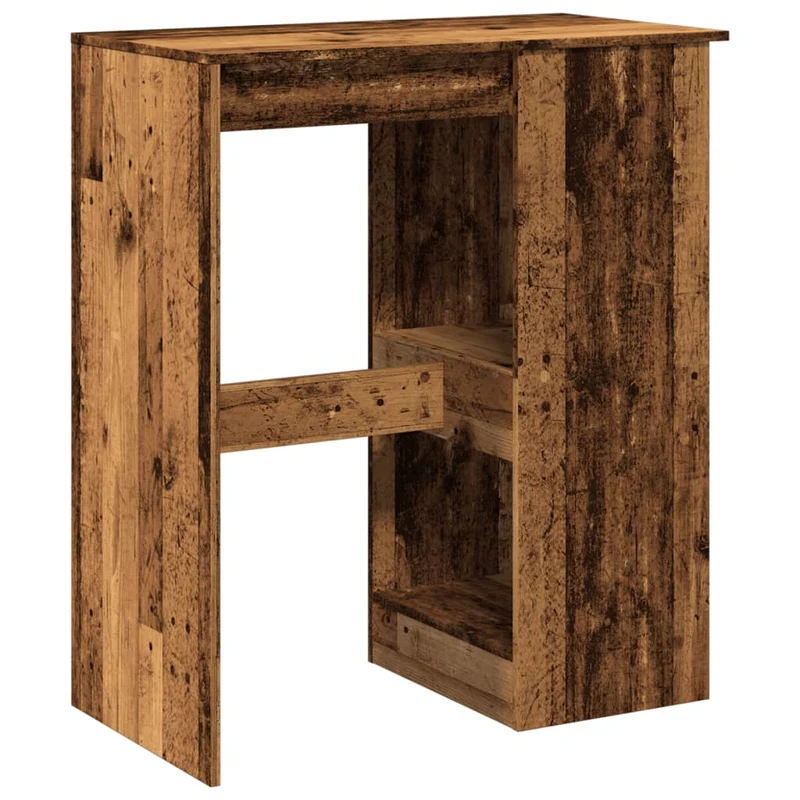 Table de bar avec 4 porte-bouteilles intégrés – finition bois vieilli – style industriel – 90 × 47,5 × 103,5 cm DEC036399