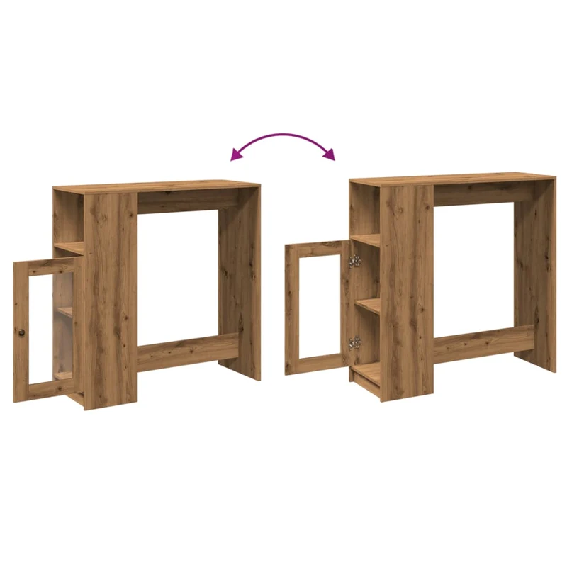 Table de bar compacte avec rangement intégré – finition chêne artisanal – 101 × 40 × 103,5 cm DEC036365