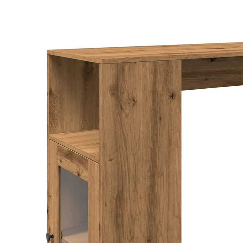 Table de bar compacte avec rangement intégré – finition chêne artisanal – 101 × 40 × 103,5 cm DEC036365