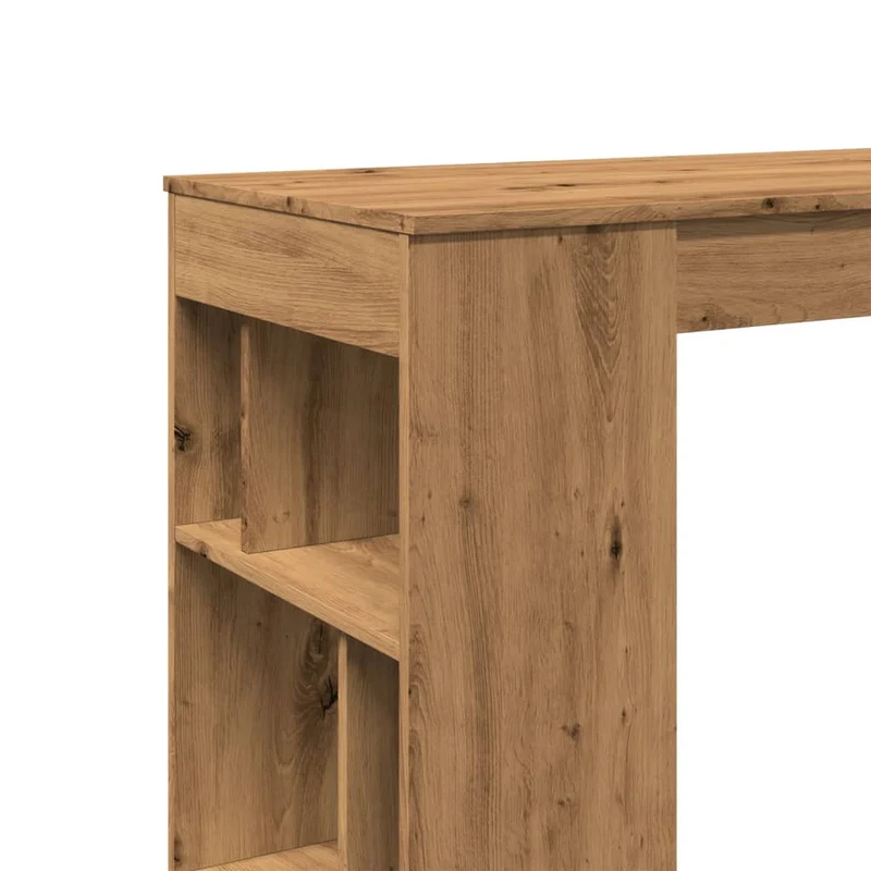 Table de bar avec 6 compartiments de rangement – finition chêne artisanal – 102 × 50 × 103,5 cm DEC036361