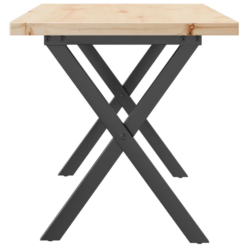 Table basse rectangulaire style industriel cadre en x 100 x 50 x 45,5 cm bois de pin et acier DEC036256