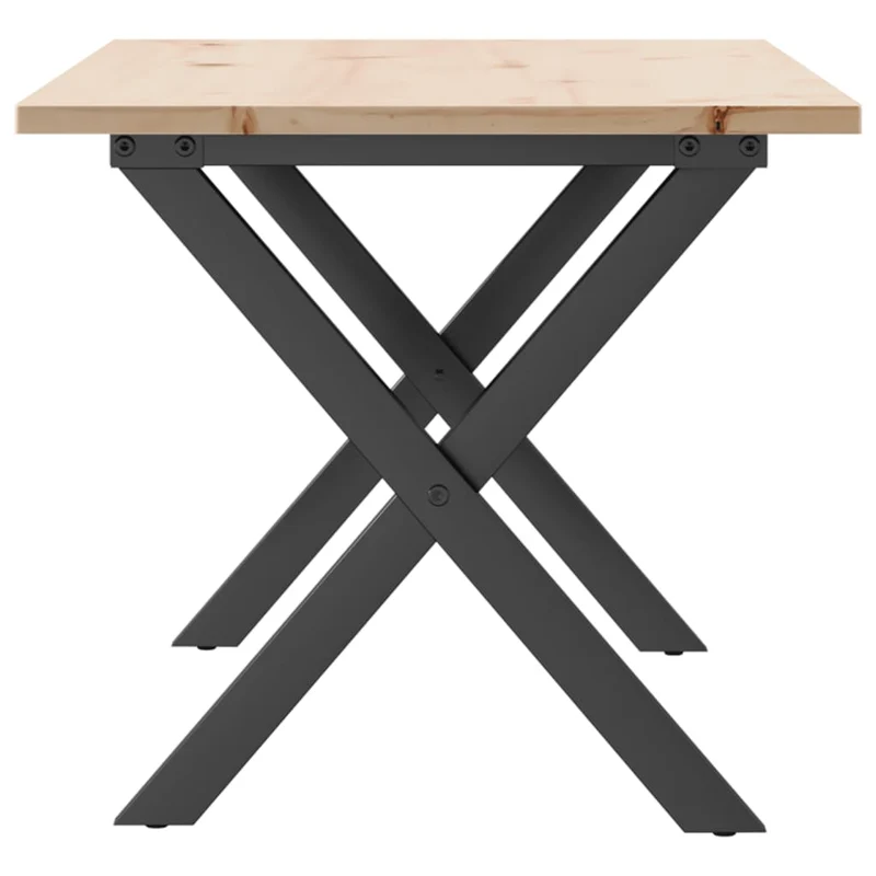 Table basse rectangulaire style industriel cadre en x 100 x 50 x 45 cm bois de pin et acier DEC036255